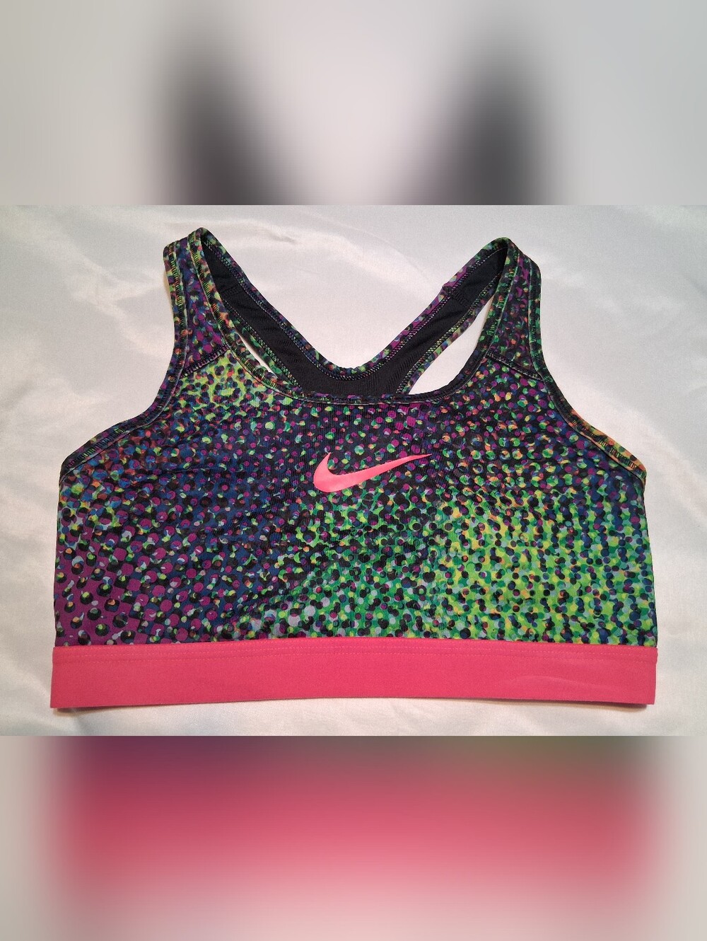 Nike Dri-FIT Sports Bra - Neon Pink Accents, Medium